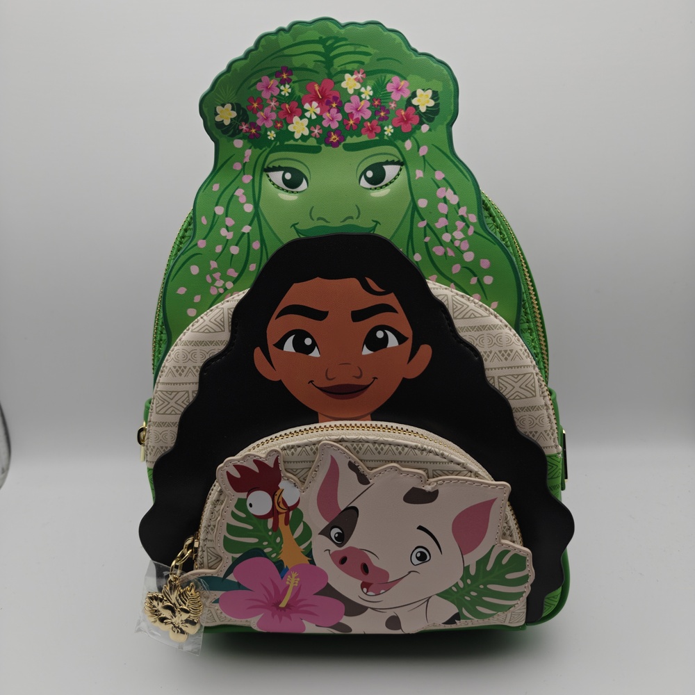 Loungefly Disney Moana Mini Backpack Womens Green Faux Leather Applique Charm